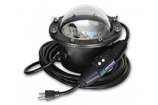 Underwater dock light with dome lens and power cable